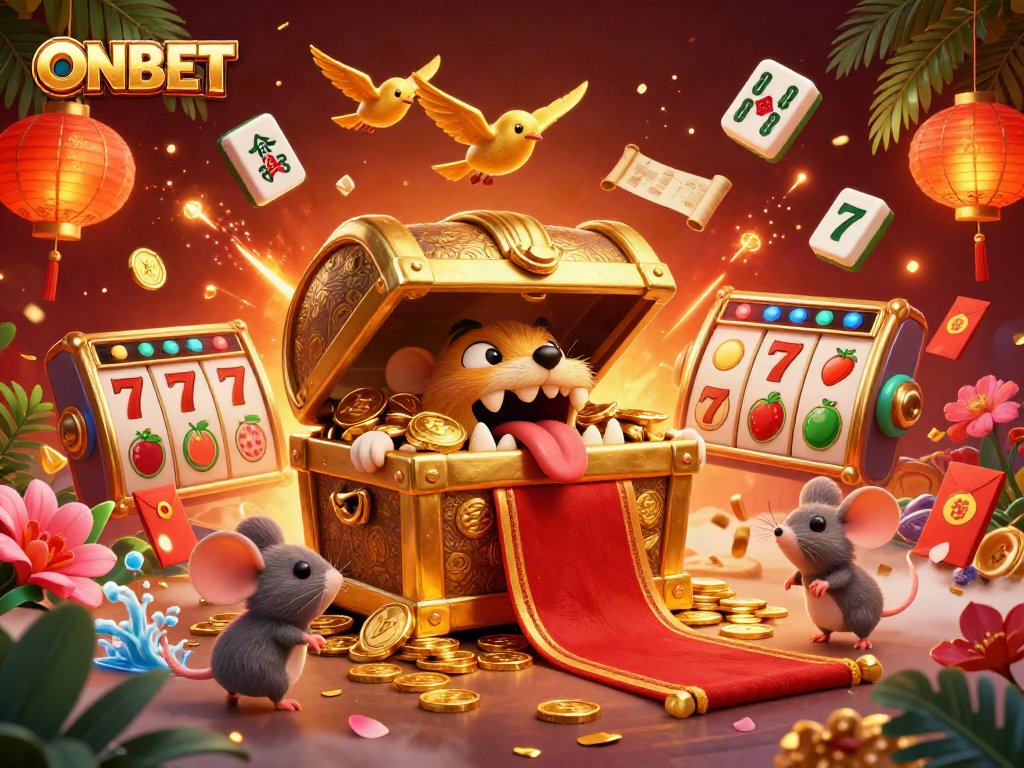 Immerse in the ONBET world with vibrant slots and treasures as adventurous mice seek riches!