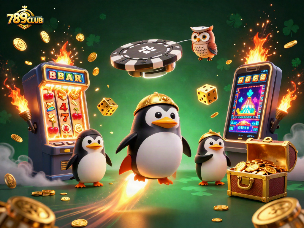 Play exciting games at 789CLUB in a vibrant, dynamic casino environment filled with gold and jackpots.