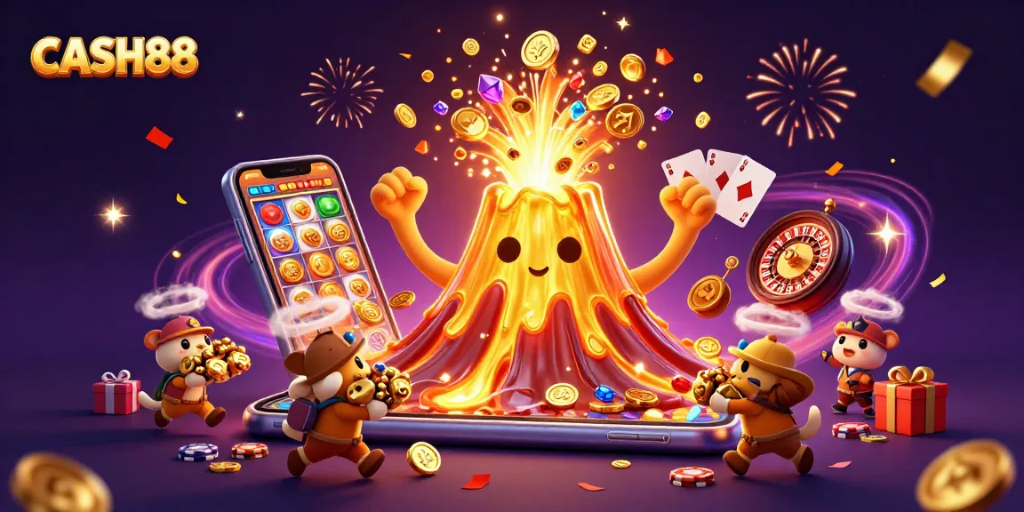 CASH88 unleashes an exciting treasure hunt with triumphant volcanic eruptions showering coins and gems.