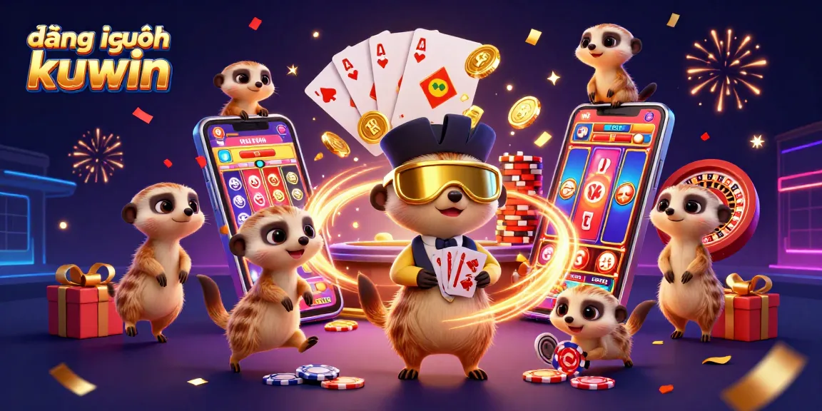 Experience the thrill of đăng nhập kuwin, as meerkats run a colorful casino operation, surrounded by dynamic gaming elements.